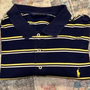 POLO Golf Ralph Lauren 100% Pima Cotton blue‎ yellow white striped shirt Sz XXL